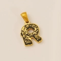 18k vergoldeter Titan-Buchstabe R Anhänger mit schwarzer Emaille-Federstruktur für Damen - Buchstabe R Anhänger