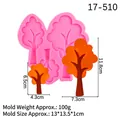 Pink silicone mold for DIY maple tree shapes with orange resin sample models - Style 3-Large Tree / Pink