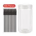 100 PCS disposable black mascara wands and eyebrow brushes set in a clear storage tube - 100 Packs / Black