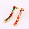 Long tassel drop earrings with gold plating and colorful rectangular cubic zirconia stones - 3mm Mixed Color Square Zirconia