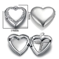 Engraved heart locket pendant in stainless steel with floral embossed pattern - A122-Vintage Scroll