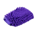 Thick purple chenille microfiber car wash glove with soft absorbent noodles and elastic cuff - 100 g / Double Sided Chenille Purple