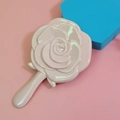 Specchio a mano vintage rosa a forma di rosa con manico corto portatile - Rosa