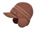 Gorra de béisbol de punto marrón oscuro para hombre con orejeras y forro polar cálido - Caqui