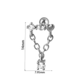 Boucle d'oreille papillon coeur argentée avec pompon zircon mesurant 14mm par 7,95mm - #12 Chaîne Cœur Évidé