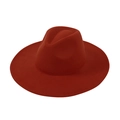 Elegant deep red wide brim fedora hat in vintage wool felt style for men and women - One Size / Brick Red