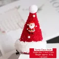 Mini red Christmas hat hair clip with Santa Claus and white pearls decor 11.5cm - Christmas Hat Hair Clip (Santa Style)