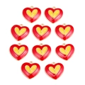 Set di 10 ciondoli a cuore in smalto rosso e giallo con bordi in metallo dorato - Rosso