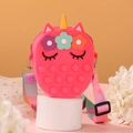 Pink unicorn pop-it fidget toy purse for girls with colorful adjustable strap - Rose Red (Patch)