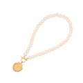Starfish shell necklace with light pink pearls and gold scallop pendant with T-bar clasp - 5# Scallop Necklace