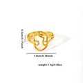 Detail view of 18k gold plated stainless steel ring with hollow oval design and dimensions - Adjustable Open / Oval Hollow Streamline Ring (TYGR0119)