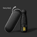 Paraguas de cápsula negro estrellado ultra ligero con estuche rígido y protección UPF 50+ - Estilo de Cinco Pliegues (Con Estuche de Cápsula) / Negro Estrellado