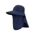 Cappello parasole blu scuro a tesa larga con maschera rimovibile e protezione per collo - Blu navy