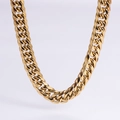 Detalle de cadena cubana chapada en oro de 18k con pulido brillante y eslabones - 11.5mm (04) / Oro de 18K