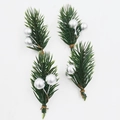 Künstliche Weihnachtskiefernzweige mit silbernen Beeren, vierteiliges Deko-Zweig-Set - 6CM Kiefernnadel Silberne Beere