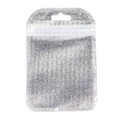 Detail of silver foil zip lock bag with metal grid texture and top hanging hole - Silver