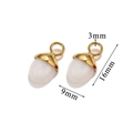 Gold and white acorn pendant with natural stone and stainless steel 16mm charms - White Crystal