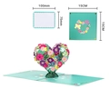 Green 3D pop-up greeting card with floral heart design, envelope and note card included - Heart Wreath