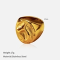 Minimalist irregular lava texture stainless steel ring in gold finish 17mm - Irregular Lava Style (YHTSR-2501199)