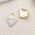 Golden diamond enamel pendant and irregular metal charm for DIY jewelry making - Diamond (11951)