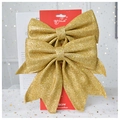 Sparkling gold glitter bow decorations for Christmas tree, set of two on backing card - Medium-Gold-2Pcs