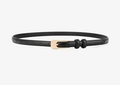 Cintura minimalista in ecopelle nera da donna con elegante fibbia rettangolare oro chiaro - Nero