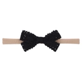 Bandeau bébé en nylon élastique orné d'un délicat nœud en dentelle crochetée noire - Noir (4)