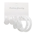 White marble pattern earrings set featuring hoop, teardrop, and U-shaped resin designs - White Gray Textured Acrylic (42)