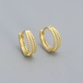 Dreilagige geflochtene s925 Silber-Ohrreifen in Gold-Finish mit S925-Punze - 925er Silber / Gold