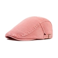 Adjustable washed cotton flat cap in coral pink with retro metal buckle detail - Adjustable / Pink