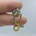 Stethoscope shaped brooch in yellow enamel finish and silver metal base pin - Silver Base Yellow