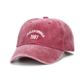Vintage washed red cotton baseball cap featuring white California 1987 embroidery - Burgundy