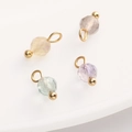 Set of 4mm faceted gemstone pendants with golden metal caps on white ceramic tray - 4mm (5 Pcs/Pack) / Fluorite