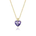 Elegante goldene Herzkette mit lila Amethyststein und Zirkonia Akzenten - Juni - Helllila Herz