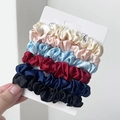 Set di 6 elastici per capelli in raso di alta qualità in colori assortiti su carta - Combinazione Colori Base Fresca (4#)