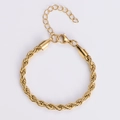 Pulsera de cadena de cuerda trenzada de 5mm en acero inoxidable chapado en oro 18k - 5mm de Ancho - 17+5cm de Largo / Dorado
