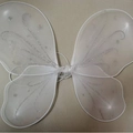 Sparkling white butterfly wings for kids costume with silver glitter patterns and straps - One Size / White