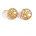 Gold plated stainless steel Tree of Life stud earrings with crystal accents, 12mm size - Mini Hollow Tree of Life Style (SE010261)