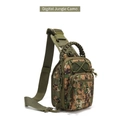 Detail of jungle digital camo tactical chest bag with laser-cut MOLLE and side webbing - Jungle Digital Camouflage