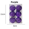 Set di 6 palline di Natale viola da 4 cm con trama intrecciata in scatola trasparente - Addobbi da Appendere Texture Intrecciata / Viola