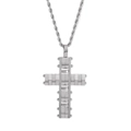 Silver stainless steel cross pendant with sandblasted finish and twist chain for men - Silver Gear Industrial Necklace (With 60cm Twist Chain)