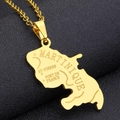 Macro shot of gold Martinique map necklace with detailed city engravings and chain texture - Gold Etched Engraving