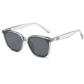 Modern clear square frame sunglasses with dark grey lenses in a minimalist style - Grey Frame Grey Lens