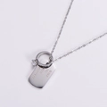 Collana personalizzata in acciaio argento con piastrina identificativa e ciondolo ad anello - Color Acciaio