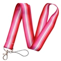 Rainbow red striped fabric lanyard with durable metal clasp for phone and ID cards - Red Pink Stripe/YZ18-10