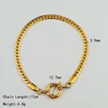 Bracelet trombone en acier inoxydable plaqué or 18K avec fermoir anneau à ressort - Bracelet Chaîne Gourmette Dense-Or