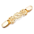 Vintage golden cardigan clip with hollow floral pattern and white rhinestones decoration - Gold with Diamonds Large