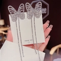 Hollow Butterfly Bright Silver Thin Chain Tassel Earrings (E0139)