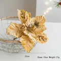 Elegante champagnerfarbene Samt-Weihnachtsblume mit Goldpailletten und 22cm Blüte - Gold