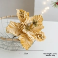 Elegante fiore di Natale in velluto champagne con paillettes dorate e 22cm - Oro